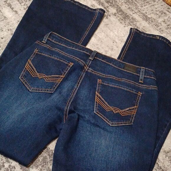 Flamingo jeans, flares, denim, size large, butt lift, dark blue,Stretch, new - Picture 5 of 6